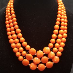 Multi-Strand Orange Beaded Necklace